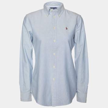 Pre Owned Ralph Lauren Blue Cotton Custom Fit Shirt S