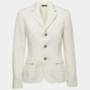 مملوكة مسبقًا Ralph Lauren Cream Linen Button Front Blazer S