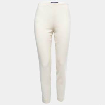 Pre Owned Ralph Lauren Off White Wool High Waist Trousers S