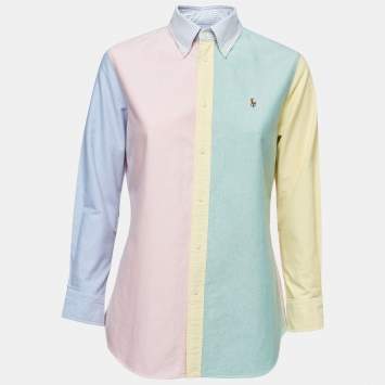 Pre Owned Ralph Lauren Multicolor Cotton Button Down Full Sleeve Custom Fit Shirt M