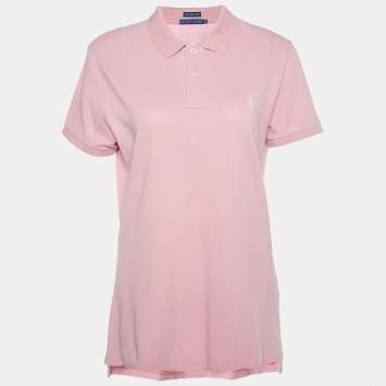 Pre Owned Ralph Lauren Pink Cotton Pique Skinny Polo T-Shirt XL