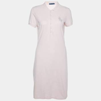 Pre Owned Ralph Lauren Pink Cotton Pique Polo Mini Dress M