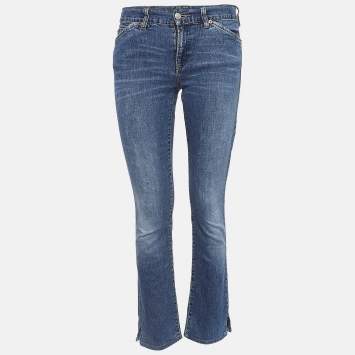 Pre Owned Ralph Lauren Blue Whiskered Denim Skinny Fit Jeans S Waist 28''