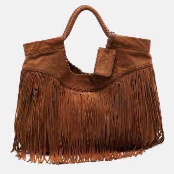 Pre Owned Ralph Lauren Brown Suede Fringe Hobo