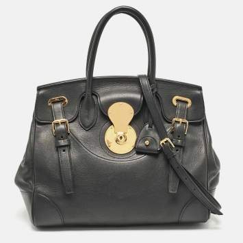 Pre Owned Ralph Lauren Black Leather Ricky 33 Tote