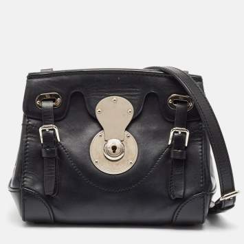 Pre Owned Ralph Lauren Black Leather Mini Ricky Crossbody Bag