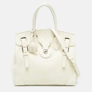 Pre Owned Ralph Lauren Light Cream Leather Soft Ricky 33 Tote
