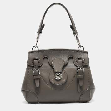 Pre Owned Ralph Lauren Grey Leather Mini Ricky Tote