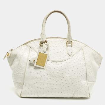 Pre Owned Ralph Lauren Limited Edition Zip White Ostrich Leather Satchel