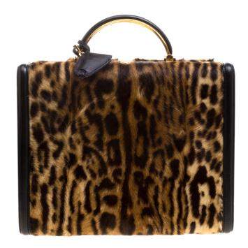 Pre Owned Ralph Lauren Leopard Print Calfhair Satchel