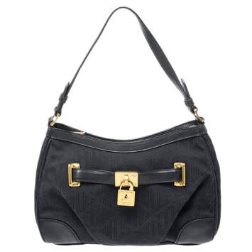 Pre Owned Ralph Lauren Black Canvas and Leather Shoulder Bag