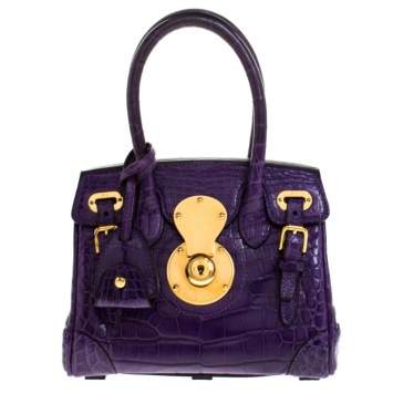 Pre Owned Ralph Lauren Purple Alligator Mini Ricky Tote