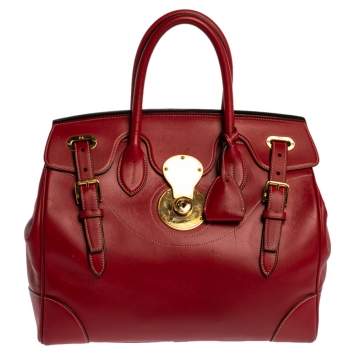 Pre Owned Ralph Lauren Red Soft Leather Ricky 33 Tote