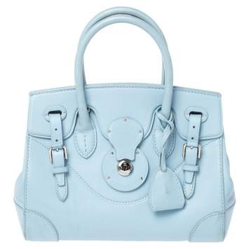 Pre Owned Ralph Lauren Light Blue Leather Soft Ricky Tote