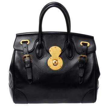 Pre Owned Ralph Lauren Black Soft Leather Ricky 33 Tote