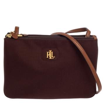 Pre Owned Ralph Lauren Burgundy Nylon Crossbody Bag