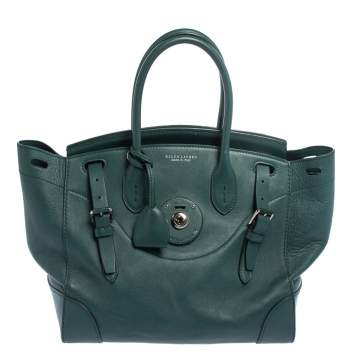 Pre Owned Ralph Lauren Green Leather Medium Ricky Tote