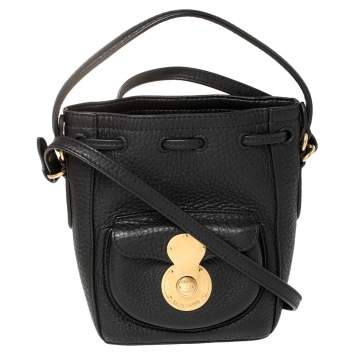 Pre Owned Ralph Lauren Black Leather Ricky Drawstring Bucket Bag