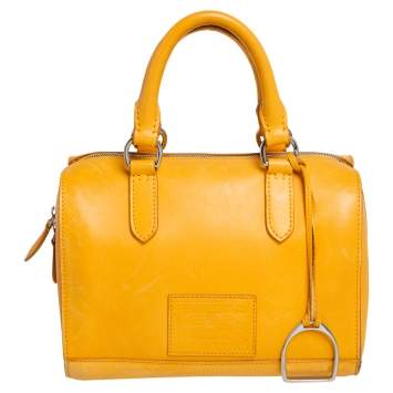 Pre Owned Ralph Lauren Mustard Leather Stirrup Boston Bag
