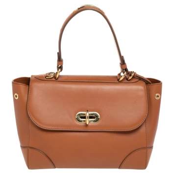 Pre Owned Ralph Lauren Brown Leather Tiffin 27 Top Handle Bag