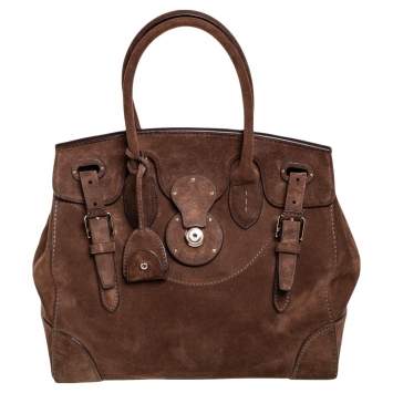 Pre Owned Ralph Lauren Brown Nubuck Leather Ricky Tote
