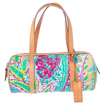 Pre Owned Ralph Lauren Multicolor Floral Print Canvas Small Boston Bag