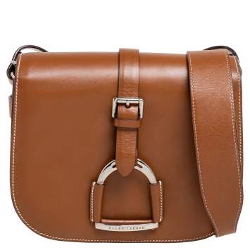 Pre Owned Ralph Lauren Brown Leather Equestrian Stirrup Shoulder Bag