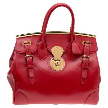 Pre Owned Ralph Lauren Red Leather Ricky Satchel