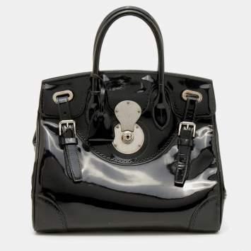 Pre Owned Ralph Lauren Black Patent Leather Ricky Tote