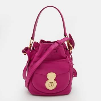 Pre Owned Ralph Lauren Pink Leather Ricky Drawstring Bucket Bag