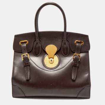 Pre Owned Ralph Lauren Dark Brown Leather Ricky 33 Tote