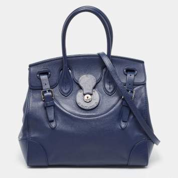 Pre Owned Ralph Lauren Dark Blue Soft Leather Ricky 33 Tote