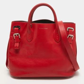 Pre Owned Ralph Lauren Red Leather Tote