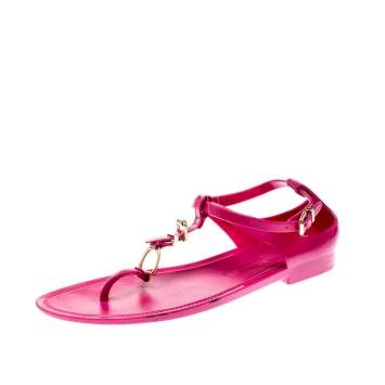 Pre Owned Ralph Lauren Fuschia Pink Jelly Karly Ankle Strap Sandals Size 41