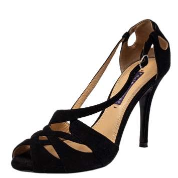 Pre Owned Ralph Lauren Black Suede Sandals Size 37