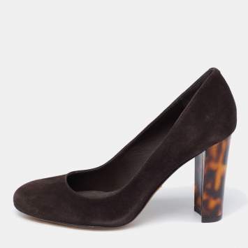 Pre Owned Ralph Lauren Dark Brown Suede Pumps Size 35.5