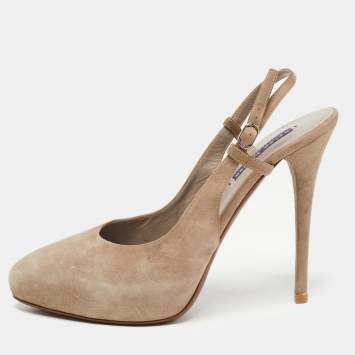 Pre Owned Ralph Lauren Grey Suede Slingback Pumps Size 40.5