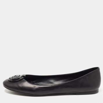 Pre Owned Ralph Lauren Black Leather Ballet Flats Size 41