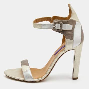 Pre Owned Ralph Lauren Tricolor Nubuck Leather Ankle Strap Sandals Size 40