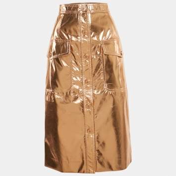 مملوكة مسبقًا Ralph & Russo Metallic Coated Silk Pencil Skirt M