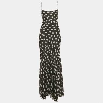 مملوكة مسبقًا Rat & Boa Black /White Polka Dot Print Crepe Blend Camille Maxi Dress XS