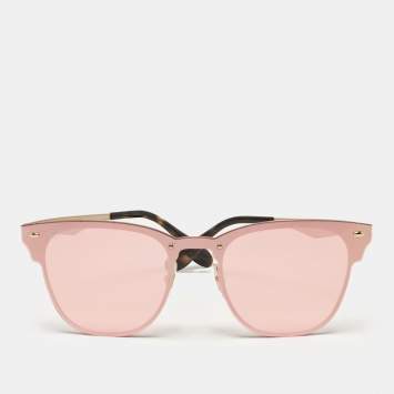 Pre Owned Ray-Ban Metallic Pink Blazed Clubmaster Aviator Sunglasses