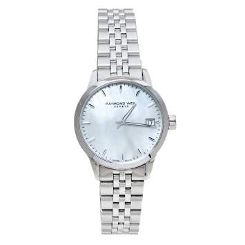Pre Owned Raymond Weil Mother Of Pearl Stainless Steel Freelancer Women's Wristwatch 33.50 mm