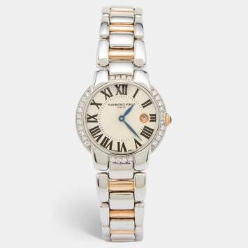 Pre Owned Raymond Weil Silver Two-Tone Stainless Steel Diamond Jasmine 5229-S5S-00659 Women's Wristwatch 29 mm