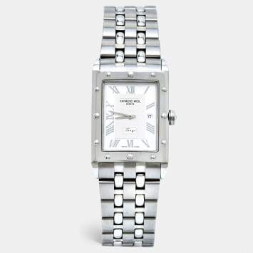 Pre Owned Raymond Weil Silver Stainless Steel Tango 5381-ST-00658 Unisex Wristwatch 28 mm 