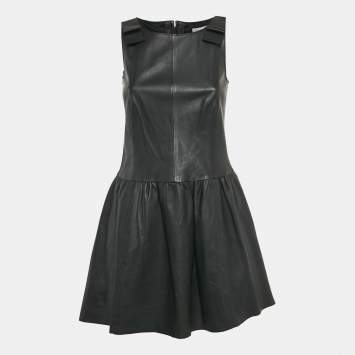 Pre Owned RED Valentino Black Leather Sleeveless Mini Dress S