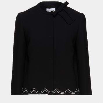 Pre Owned Red Valentino Black Crepe Bow Detail Jacket L (IT 44) 