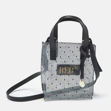 Pre Owned RED Valentino Transparent/Black PVC and Leather Joy2go Tote