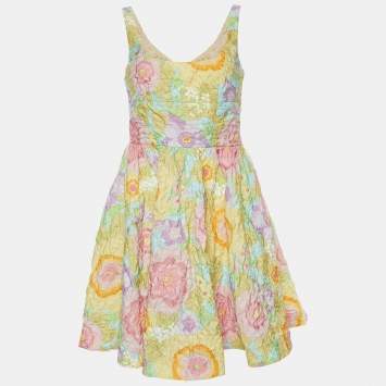 Pre Owned RED Valentino Multicolor Floral Print Crepe Mini Dress M