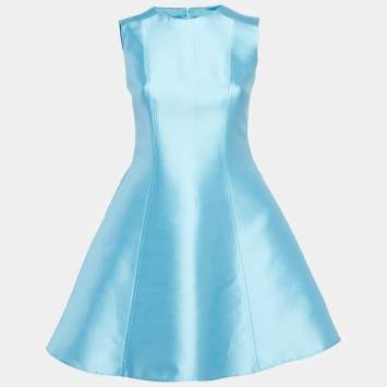 Pre Owned RED Valentino Blue Crepe Sleeveless Mini Dress S